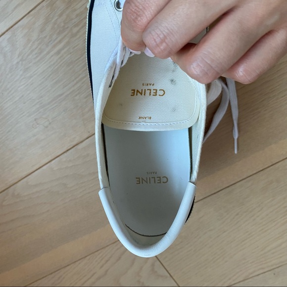 CELINE Blank Low Lace Up Canvas Sneakers Off White size 35 - Picture 15 of 16